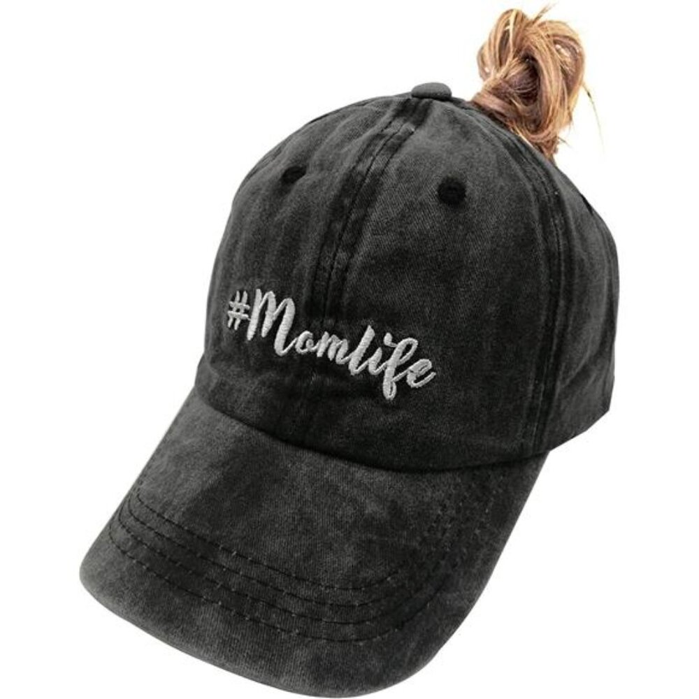 Life Ponytail Baseball Cap Messy Bun Vintage Washed Distressed Twill Plain